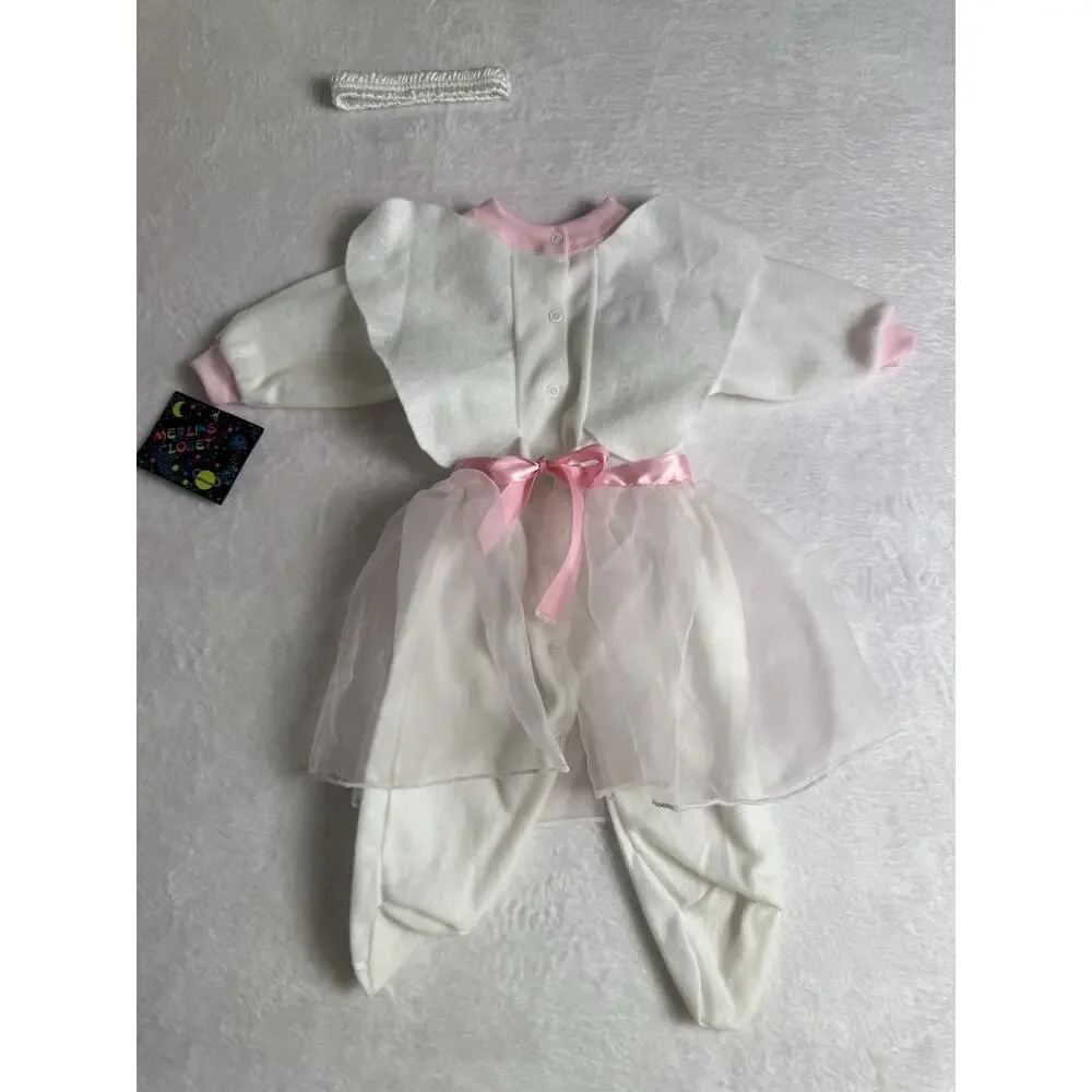 Vtg Angel Baby Girl 3-6 Months Pink White Tutu Wings Outfit Halloween Costume